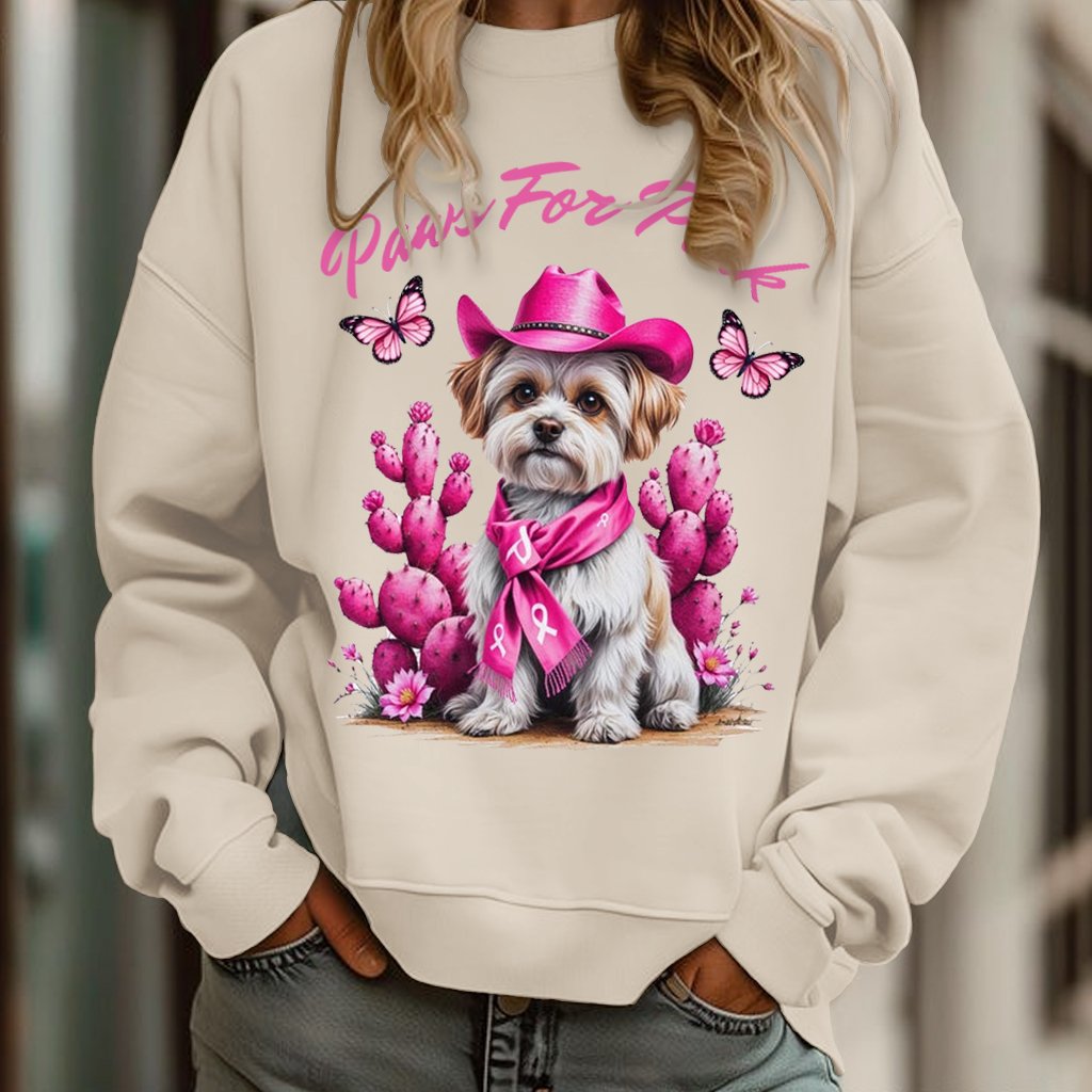 Paws For Pink West Dog Art Printed Sweatshirt