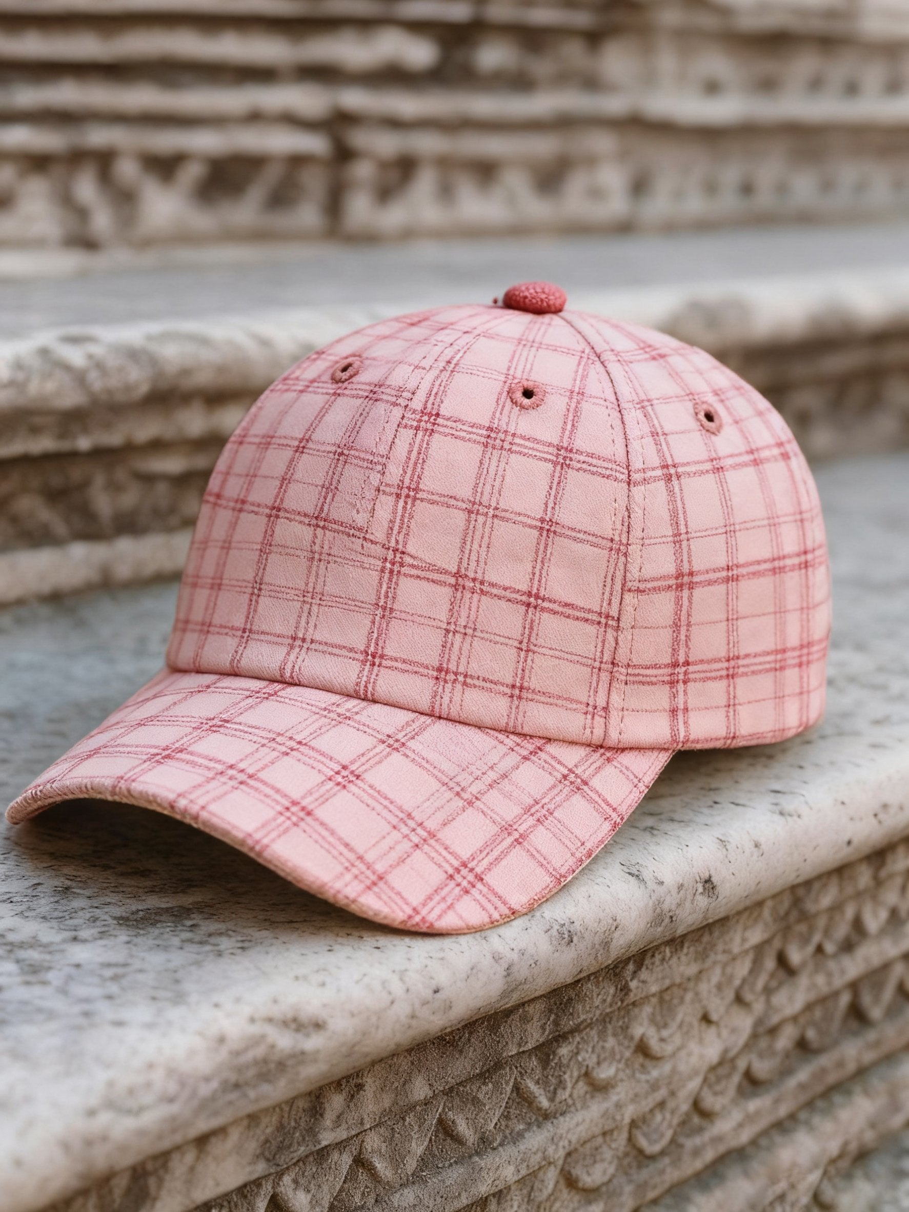 Women's Casual Pink Plaid Hat