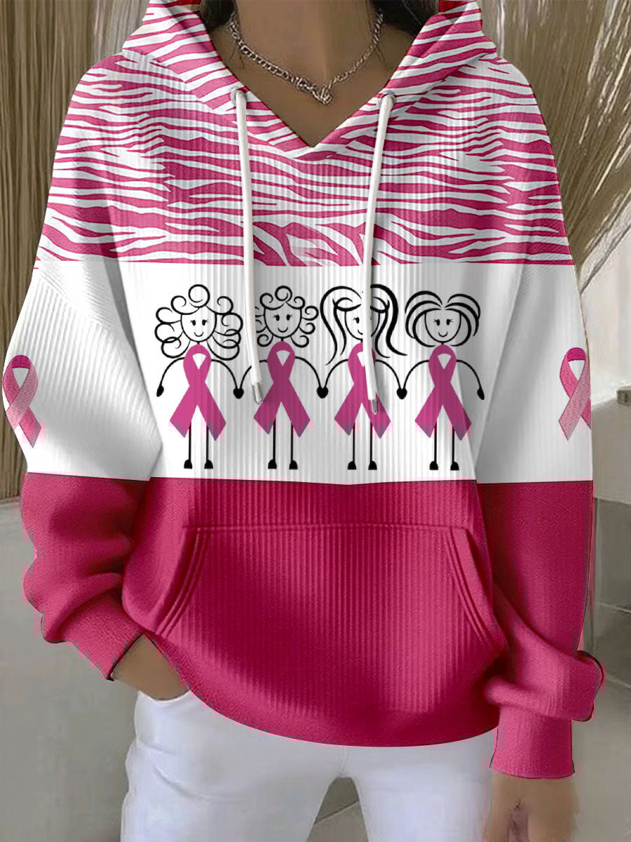 Women's Breast Cancer Awareness Print Casual Sweatshirt