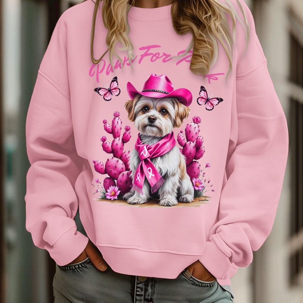 Paws For Pink West Dog Art Printed Sweatshirt