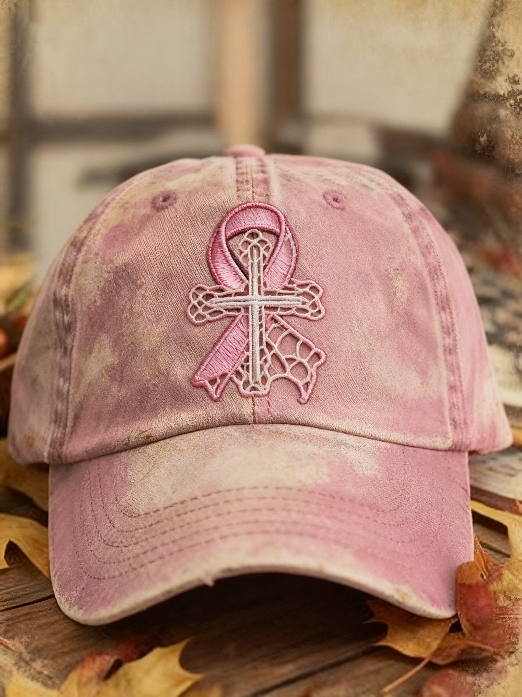 Pink Ribbon Faith Print Baseball Cap