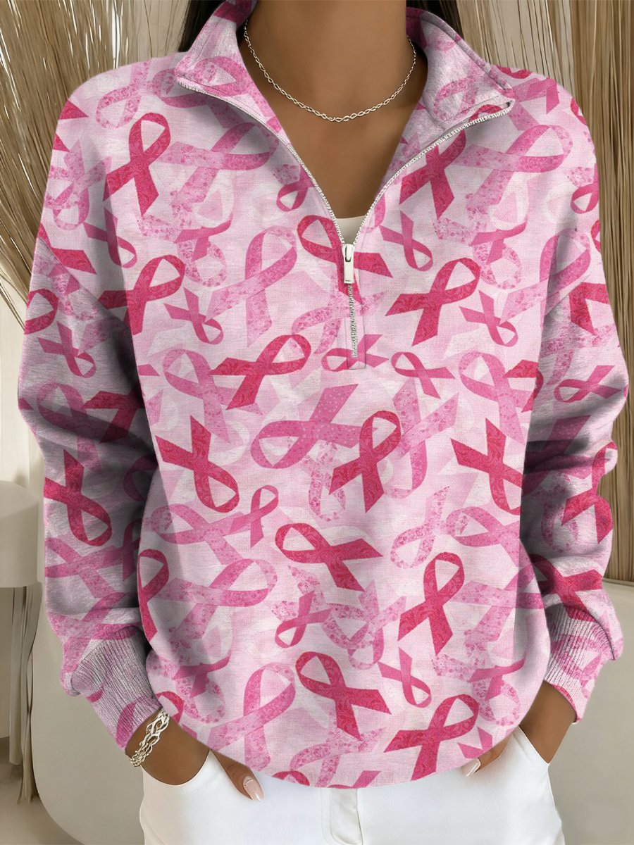 Women's Breast Cancer Art Print Sweatshirt
