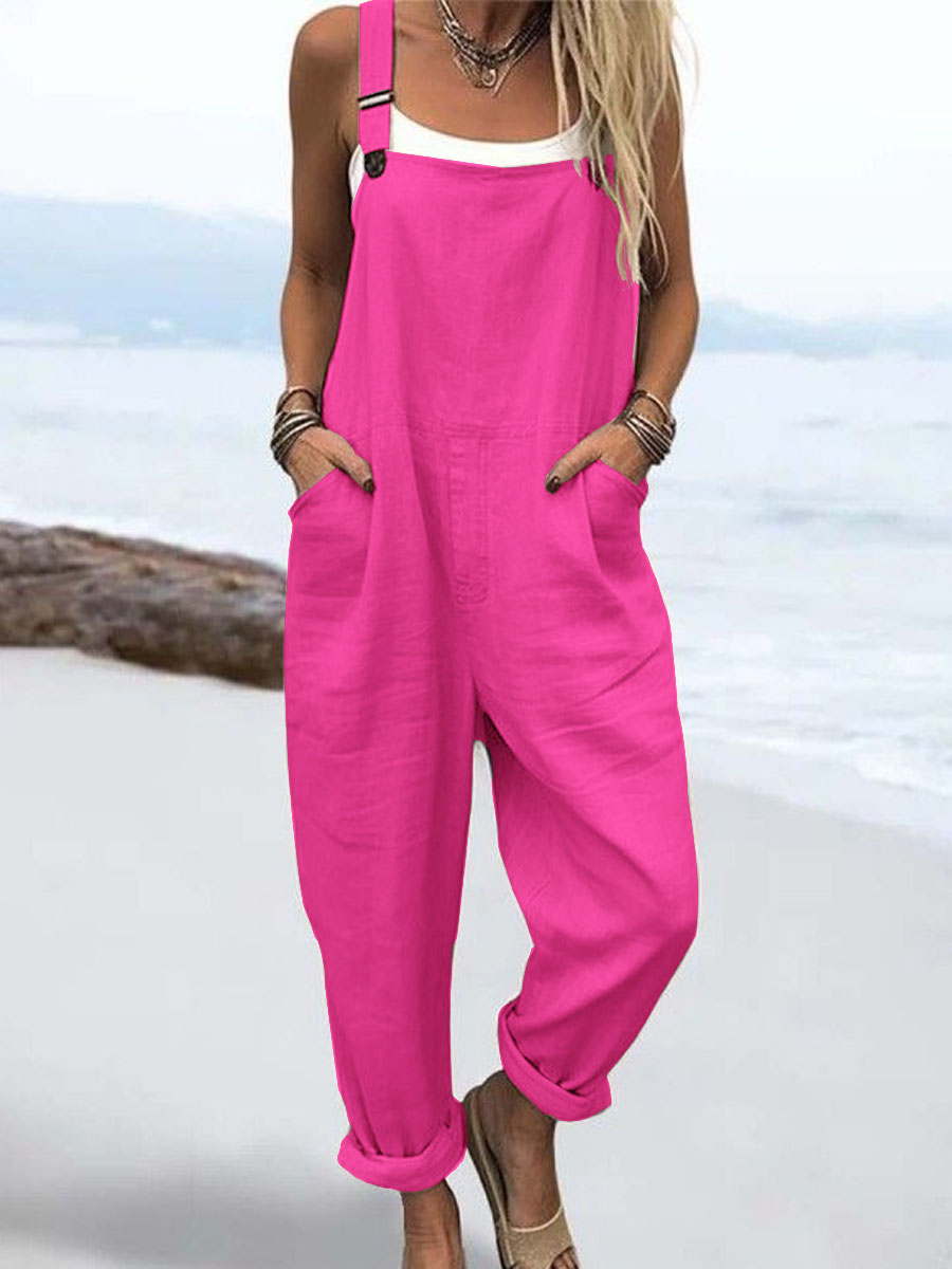 🔥Wome's Vacation Retro  Casual  Cotton + Polyester Wide Leg Jumpsuit