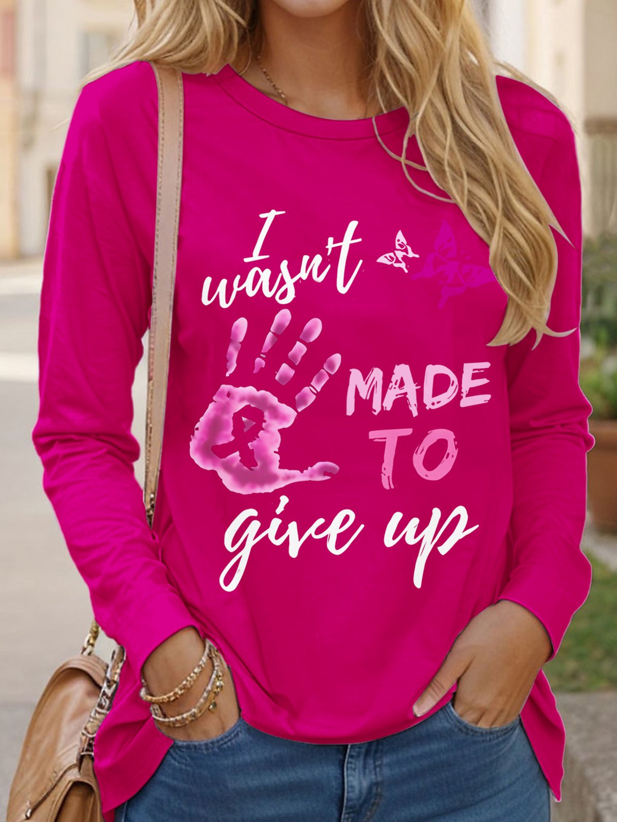 I Wasn't Made To Give Up Breast Cancer Art Print Casual T-Shirt
